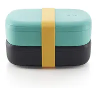 Cutie pentru mâncare Lekue – On The Go, 2 x 500 ml, turcoaz/negru
