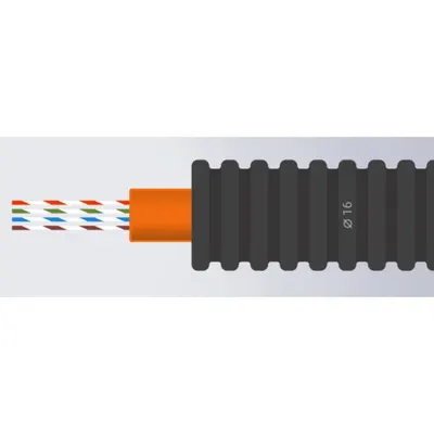 Tub flexibil precablat 16mm UTP CAT6 100m – cablu solid LSZH