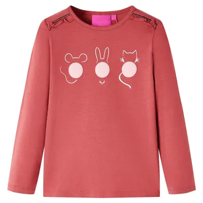 Tricou pentru copii cu mâneci lungi, roz ars, 128