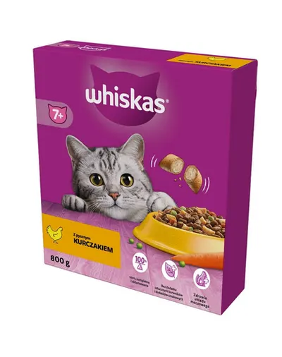 WHISKAS Senior Hrana uscata pisici senior, cu pui delicios 800g