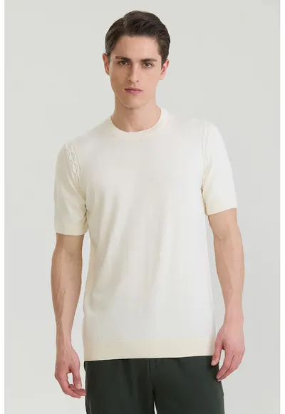 Tricou tricotat fin din bumbac - Alb