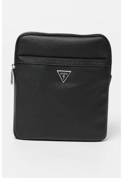 Geanta crossbody de piele ecologica cu logo Certosa - Negru