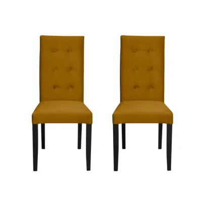 Set 2 scaune living TEO LUX, picioare lemn wenge, stofa galben, 46x60x98 cm