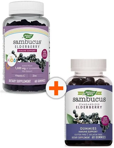 Sambucus Set pentru copii și adulți, 2 x 60 tablete, Nature's Way