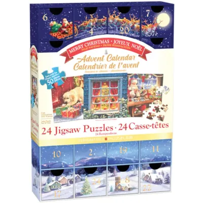 Calendar de Advent Craciun Fericit, 24 puzzle-uri, 50 piese