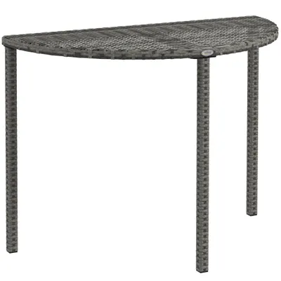 Outsunny Masa de balcon, semi-rotundă, din poliratan+metal, 100x50x74 cm, Gri | Aosom Romania