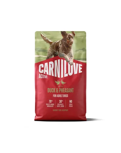 Hrană câini activi CARNILOVE Active Dog Duck and Pheasant Adult 4 kg rață și fazan