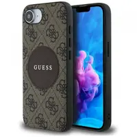 Husa MagSafe pentru Apple iPhone 17e / 16e, Guess, 4G Circle Classic Logo, Maro