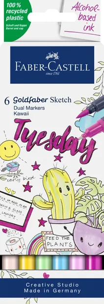 Set de markere Faber-Castell Goldfaber Sketch - Kawaii, 6 culori