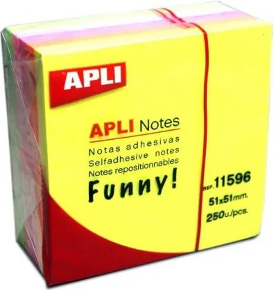 Cub notite autoadezive APLI -5 culori neon, 51 х 51 mm, 250 bucati
