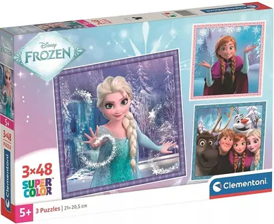 Puzzle pentru copii Clementoni din 3 x 48 piese - Regatul de gheață