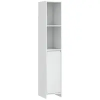 HOMCOM Dulap de Baie cu Dulăpior și 2 Compartimente Deschise, Mobilier Baie cu Spațiu de Depozitare, 30x30x160 cm, Alb | Aosom Romania