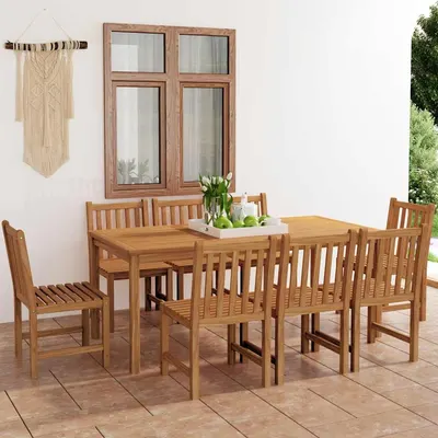 vidaXL Set de mobilier de grădină cu 9 piese, 180x90 cm, lemn masiv de tec