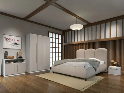 Set dormitor Casmir cu pat tapitat fix - Tokio - C01