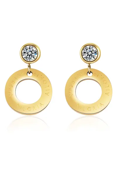 Cercei decorati cu cristale zirconia Agathe - Auriu