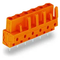 THT female header; 0.6 x 1.0 mm solder pin; straight; Pin spacing 7.62 mm; 10-pole; orange