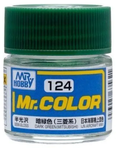 Vopsea acrilică Mr. Hobby - Mr. Color, C124 Semi Gloss Dark Green (Mitsubishi), 10 ml