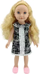 Păpuşă Moni Toys - Pretty Girl,cu o rochie alb-negru, 46 cm