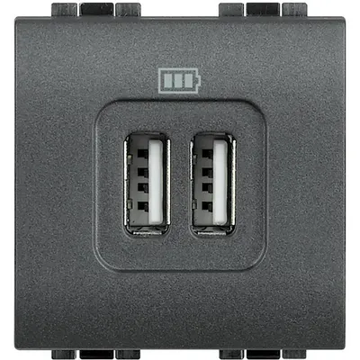 Incarcator dublu usb 5Vdc Bticino Living Light L4285C2, antracit