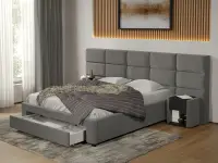 Pat tapitat Cico cu sertar 287 x 114 C2 din piele/stofa Gri - Falcone 21