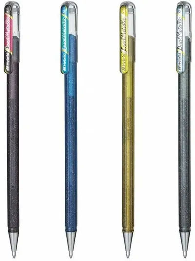 Set de rollere colorate cu sclipici Pentel Hybrid Dual – K110-4XZ, 4 culori