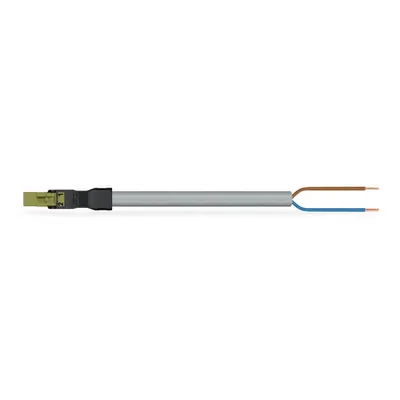 pre-assembled connecting cable; Eca; Plug/open-ended; 2-pole; Cod. B; Control cable 2 x 1.5 mm²; 7 m; 1,50 mm²; light green
