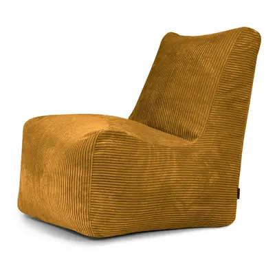 Fotoliu bean bag galben muștar cu tapițerie din catifea reiată Seat Lounge – SLOWDOWN