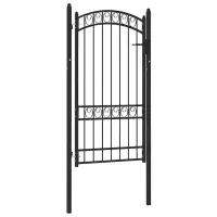 vidaXL Poartă de gard EMMEN cu blat arcuit din oțel, 100x123,5 cm, negru