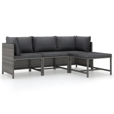 Gossi set mobilier de gradina cu perne, 4 piese, gri, poliratan