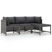 Gossi set mobilier de gradina cu perne, 4 piese, gri, poliratan