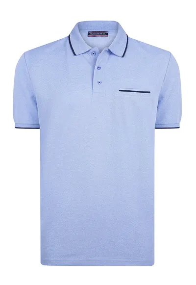 Tricou polo din amestec de bumbac - Albastru azur