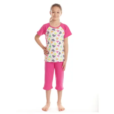 Pijama 3/4 fete AV2421 ciclame/multicolor hearts, Andana | marimea 36 (9/10 ani)