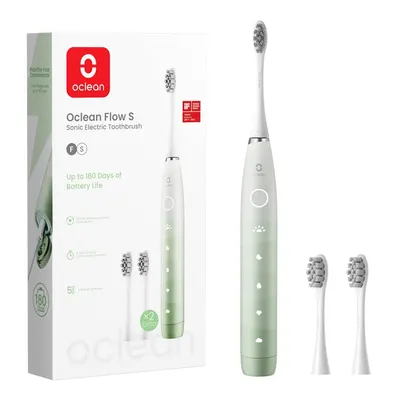 Periuță de dinți electrică Oclean - Flow S, 3 capete de periuță , verde