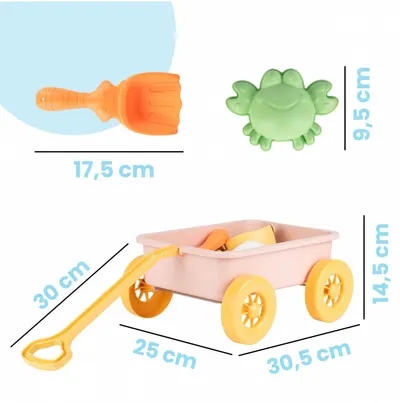 Set de joaca pentru nisip Malplay Pastel Pink, cu carucior si accesorii specifice incluse