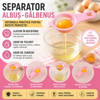 Separator pentru oua, Aparat de separat Albusul de Galbenus usor si eficient, Roz