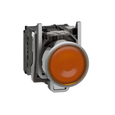 Buton iluminat Complet Incastrat portocaliu Ø 22, Revenire cu Arc, 1No+1Nc 220, 240 V
