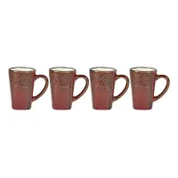 Căni roșii 4 buc. pentru espresso din gresie 100 ml Hela – Villa Collection