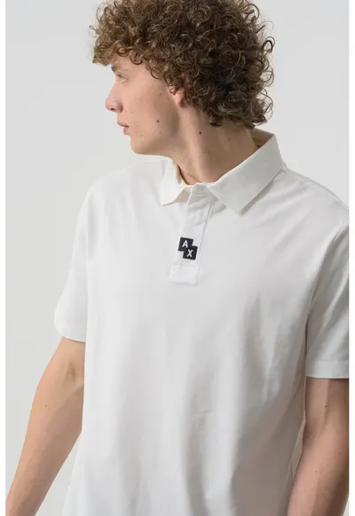 Tricou polo cu detalii cu monograma - Alb murdar