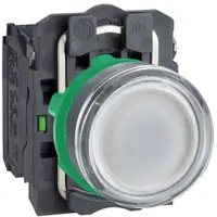 Buton iluminat alb 22, incastrat, revenire cu arc, 24V, 1No+1Nc Schneider XB5AW31B5