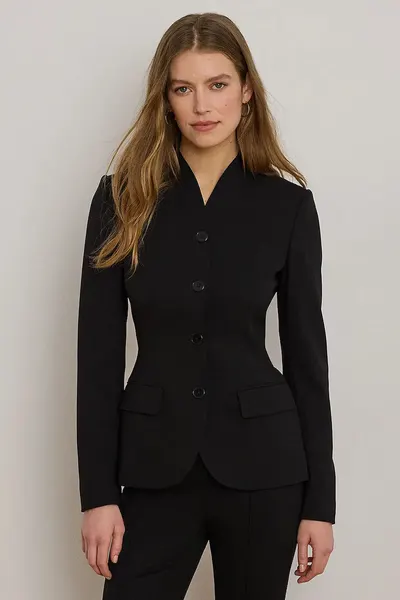 Lauren Ralph Lauren sacou cu un singur rând de nasturi pentru femei cu lână