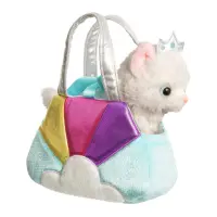 Set geanta pentru copii cu jucarie de plus Fancy Pals, 2 in 1 - Pisica alba, Geanta multicolorata, 20 cm