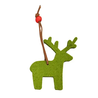 Ornament de brad textil ren - verde (set 10 buc)