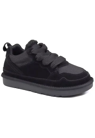 Pantofi dama sport - piele intoarsa si material textil - I1204 - Negru