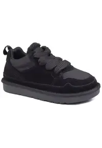 Pantofi dama sport - piele intoarsa si material textil - I1204 - Negru