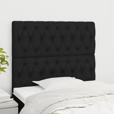 vidaXL Tăblie de pat neagră 100x7x118/128 cm, material textil