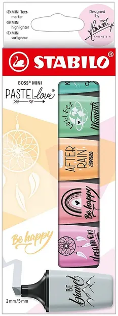 Set de mini markere de text Stabilo Pastel Love - 6 culori