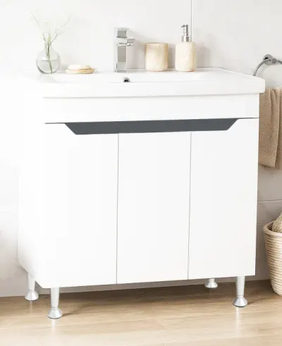 Set Baza front MDF si Lavoar seria 756, 80 cm, alb + antracit