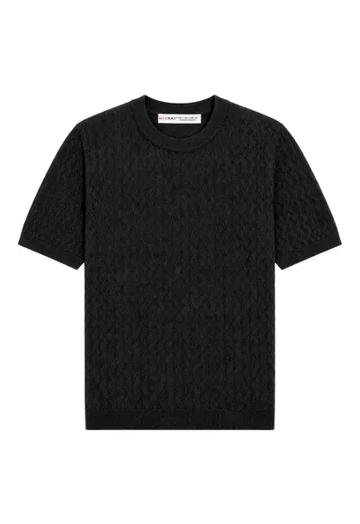 Bluza dama - regular fit - cu nervuri - negru - tricot viscoza-poliester