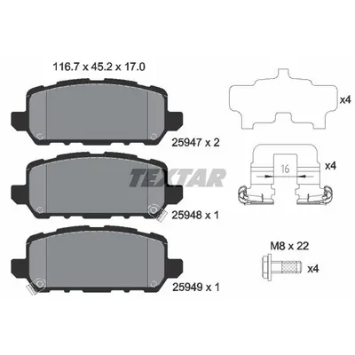 Set placute frana, frana disc TEXTAR 2594701
