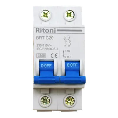 Intrerupator automat bipolar RITONI BRT 4.5kA MCB 10/2/C 10A